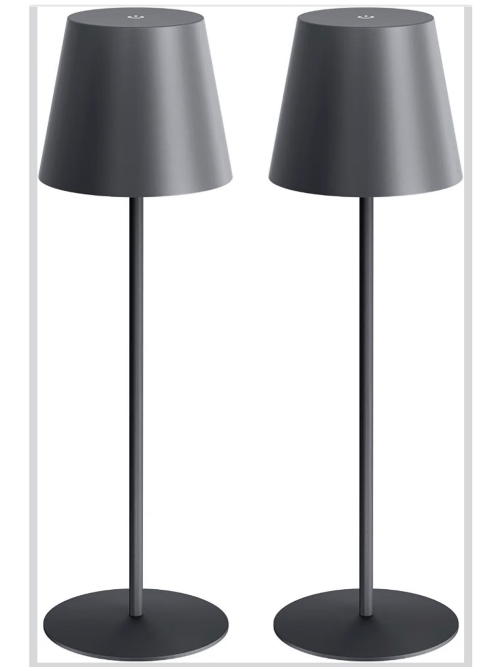 2 Pack Cordless Rechargeable LED Table Lamps Touch Dimmable Black 15"